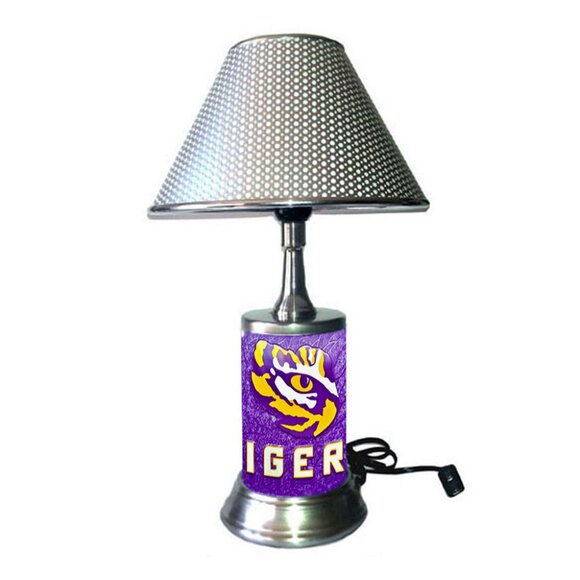 LSU lamp with chrome finish shade, NCAA - Picture 1 of 3